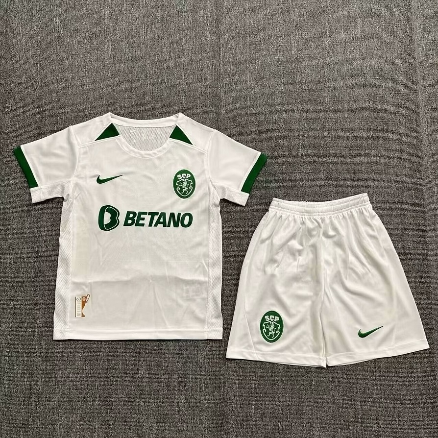 Kids-Sporting Lisbon 24/25 Away White Soccer Jersey
